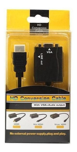 Conversor Adaptador Video Hdmi A Vga Full Hd + Audio 3.5mm