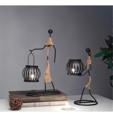 Z Portavelas De Inspiración Africana Con Figura Artística