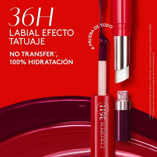 Ésika - Labial Colorfix 36 Hr Duo Tattoo De Larga Duración Vino Deliss