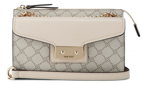 Bolsa Crossbody Nine West En Material Sintético Para Mujer Acabado de los herrajes Niquel Color Gris multi Color de la correa de hombro Gris Diseño de la tela Liso