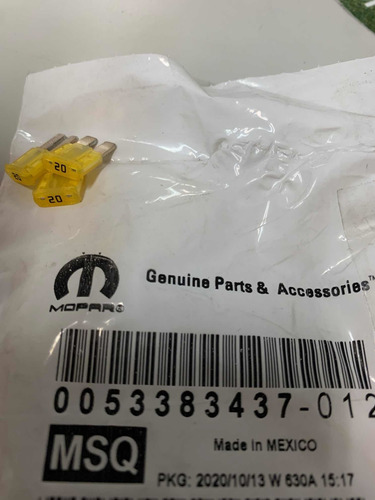 Fusible Micro 20amp Amarillo Ram 1500 Mopar