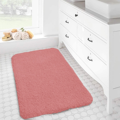 Imagen 2 de 6 de Alfombra Baño Suave Antideslizante Felpa 60x40 Mullida Cuota