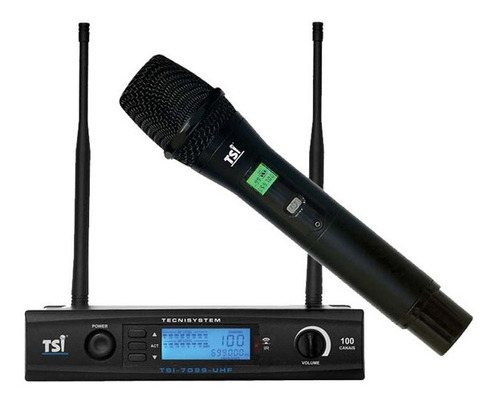 Microfone Tsi Uhf Tsi-7099 Sem Fio 100 Canais