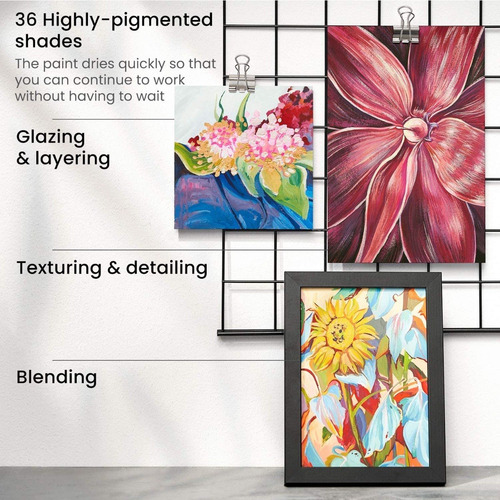 Imagen 5 de 8 de Pinturas Arteza Gouache Metalicas 36 Colores 12 Ml P/ Canvas
