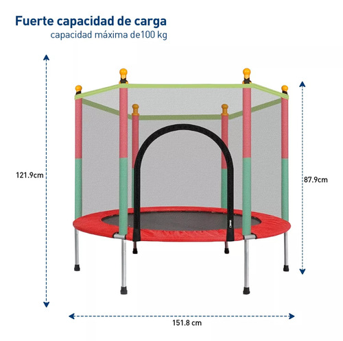 Trampolin Brincolin Tumbling Niños Infantil Red Seguridad Color de la lona de salto Rojo