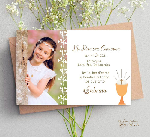 Imagen 10 de 10 de Estampas Nenas Primera Comunión 11 X 7 Cm Horiz C/foto X 3u
