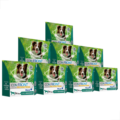 Kit 8 Un Coleira Antipulgas Cães Grande Confront 25 Grs