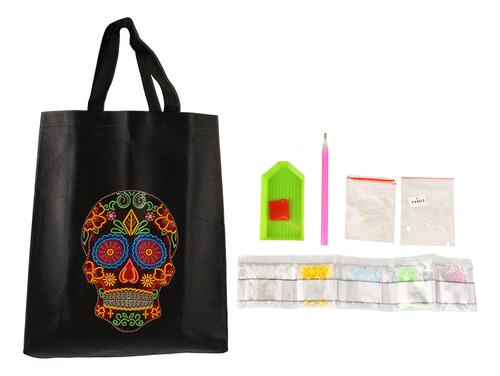 Kit De Bolsos Con Strass Para Pintar Una Calavera Sobre Negr