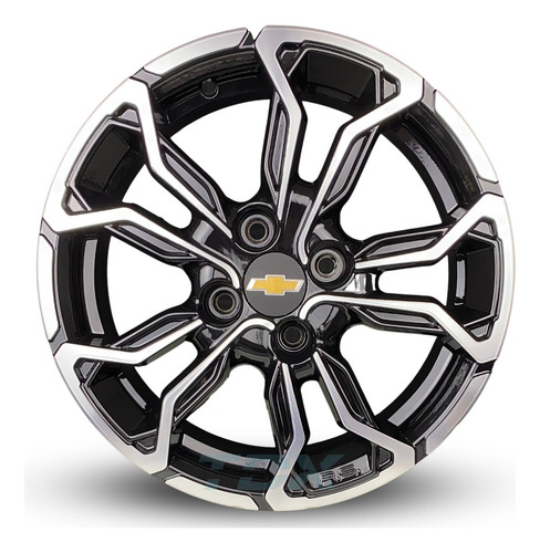 Rodas M16 Chevrolet Celta Onix Aro 14 4x100 (jogo) + Bicos Cor Preta Diamantado