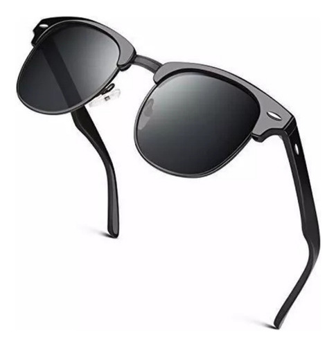 Lentes De Sol Colores Gafas Polarizadas Estilo Moderno Retro Negro Negro Negro
