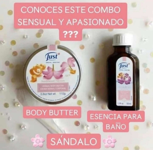 Esencia De Sándalo Y Body Butter De Sándalo Just Más Regalo