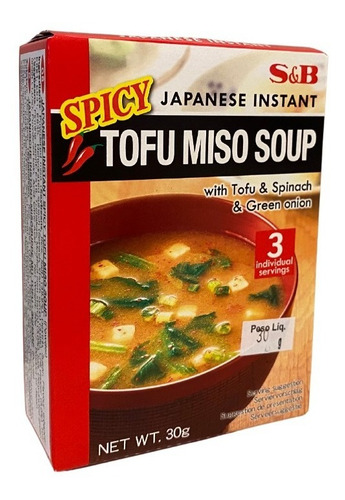 Misoshiru Instantâneo Spicy Tofu Miso 3px10g (30g) S&b Japão