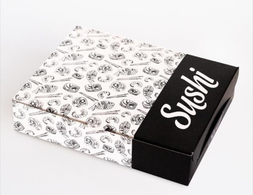 Caja De Cartulina Para Sushi Impresa Fantasia 20x15.5x4.3 C