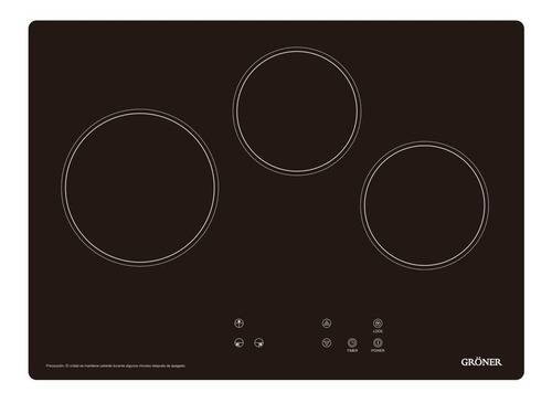 Imagen 1 de 2 de Encimera eléctrica Gröner QES3TB negra 220V - 240V