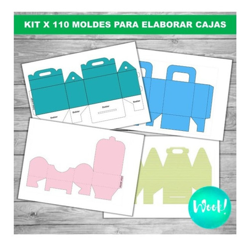 Kit X 110 Moldes De Cajas Editables + Papeles