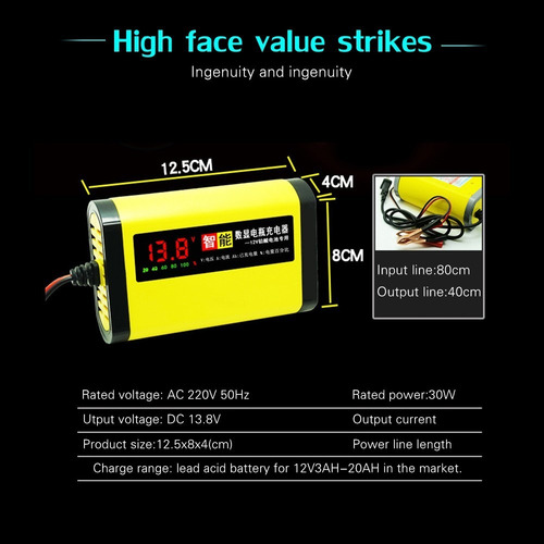 Imagen 4 de 7 de Coche Moto Cargador De Batería 12v 2a Completamente Automáti