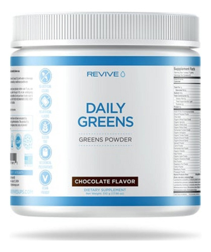 Revive Daily Greens Powder Polvo Verduras 30serv. 510g Sabor Chocolate