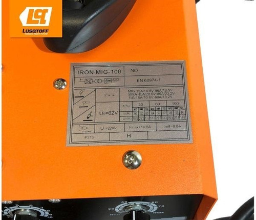 Imagen 4 de 9 de Soldadora Inverter Mig Lusqtoff Iron Mig 100 3 En 1 Mma Tig
