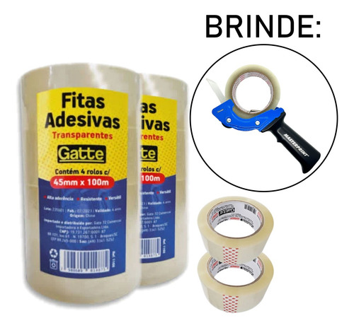 Fita Adesiva Durex Largo 45mmx100metros - Kit 10 Rl + Brinde