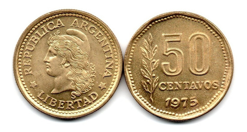 Moneda Argentina 50 Centavos 1975 Cj#334.2 Sin Circular
