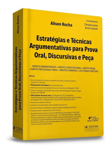 Estratégias E Técnicas Argumentativas Para Prova Oral, Discursivas E Peça - 4ª Edição (2023), De Alison Rocha. Editora Juspodivm, Capa Mole, Edição 4 Em Português, 2023