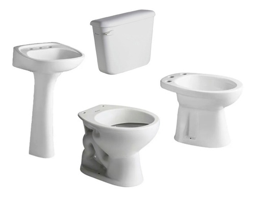 Imagen 1 de 6 de Juego Sanitario Inodoro C/depo Bidet Andina Lavatorio Ferrum