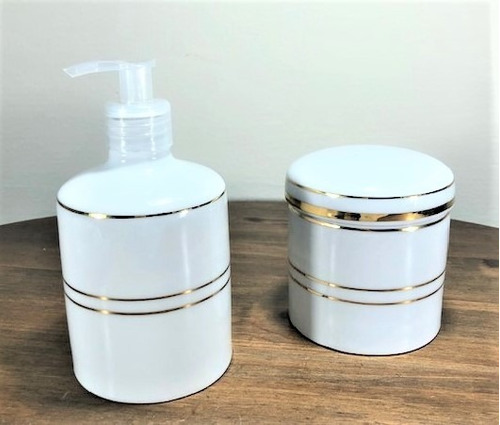 Kit 2 Peças Wc/lavabo De Porcelana E Ouro