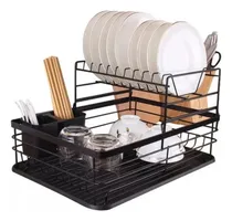 Comprar Escurridor Escurre Platos Doble Extraíble Metal Cocina Negro