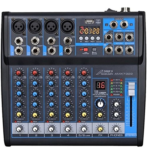 Audio2000's Amx7322-mezclador De Audio Profesional De Seis C