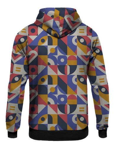 Imagem 2 de 2 de Blusa Moletom Capuz Ziper Geometrico Forma Geometrica Retro