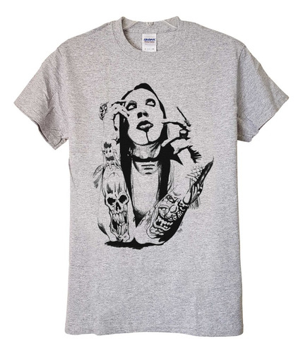 Polera Marilyn Manson Face Tatoos Rock Abominatron