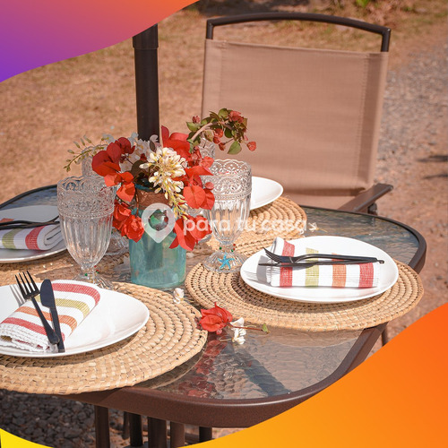 Imagen 3 de 10 de Juego De Jardin Sillas Sillones Mesa 6 Piezas Sombrilla