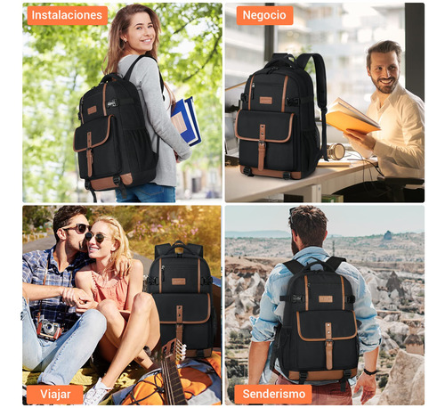 Mochila Impermeable Para Laptop 15,6 Pulgadas Viaje Negro