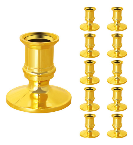 Candelabro Cónico Con Base De Vela Con Forma De Pilar Dorado