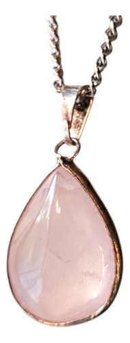 Collar Dije Cuarzo Rosa Amatista Obsidiana Mini Gota +cadena Cuarzo Rosa