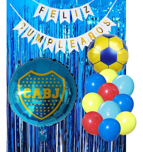 Combo Cumpleaños Globos Boca Club Futbol Tematica Decoracion