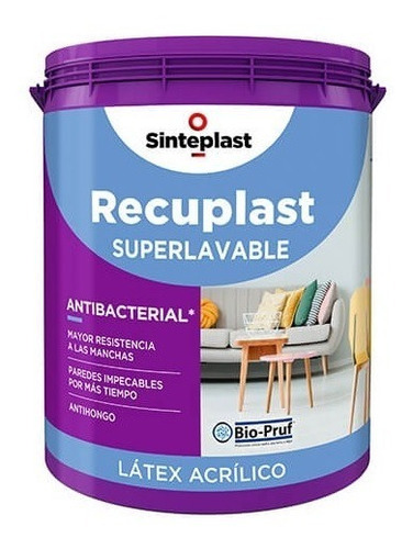 Látex Interior Blanco Mate Recuplast Superlavable 4lt Imagen