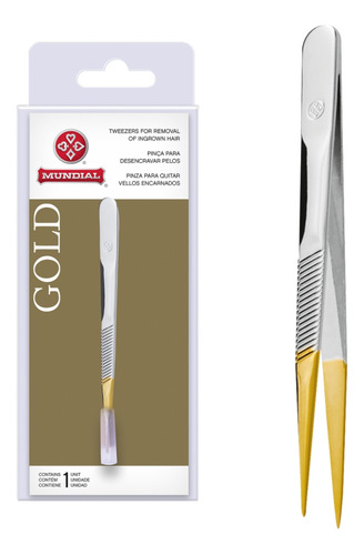 Pinca Ultra Fina Desencravar Pelos Gold Inox Mundial 