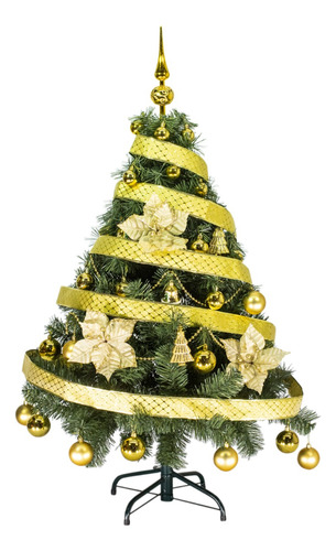 Arbol Navidad Tronador De Lujo 1,20mts + Decorado Kit Oro