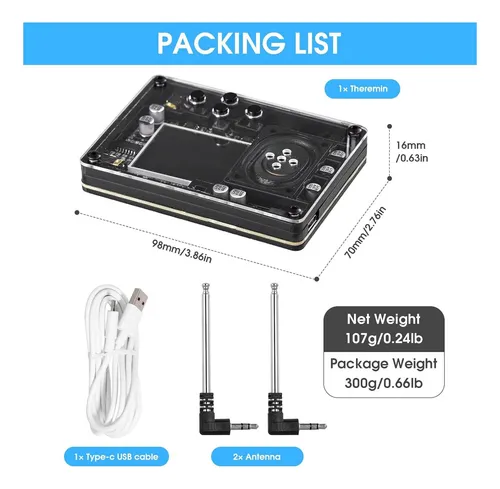 Mini Theremin Con Pantalla A Color, 70 Tonos Y 20 Instrument