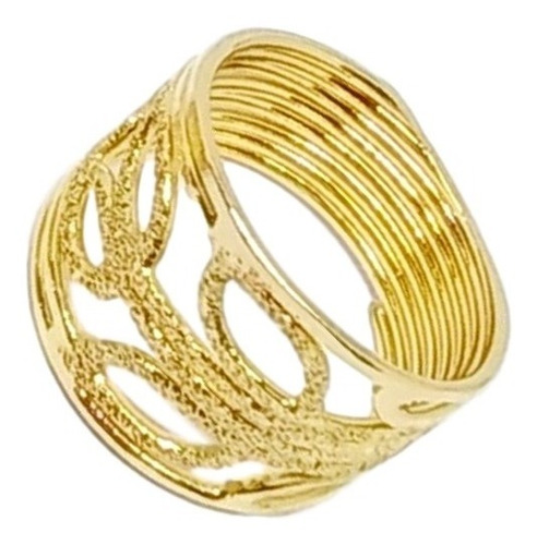 Anillo Oro Dorado 18k Laminado Arenado Flor Mujer Dama 