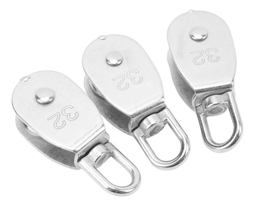 Polea Giratoria, 3 Piezas, Bloque De Acero Inoxidable M32, 2