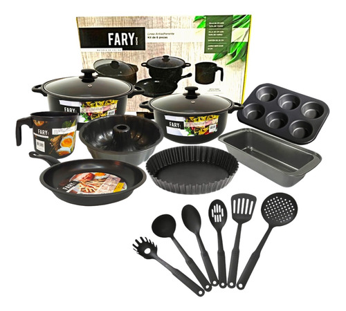 Mega Combo Juego Bateria Ollas Reposteria Fary Home 14pz 