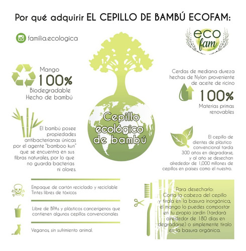 Cepillo Dental Ecológico Bambú Biodegradable 20 Pzs Color Amarillo