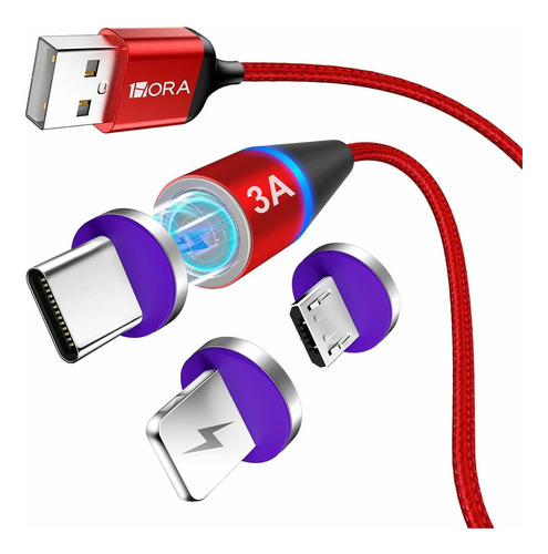 Cable 1hora Cab253 Rojo Con Entrada Usb Salida C+v8+ip