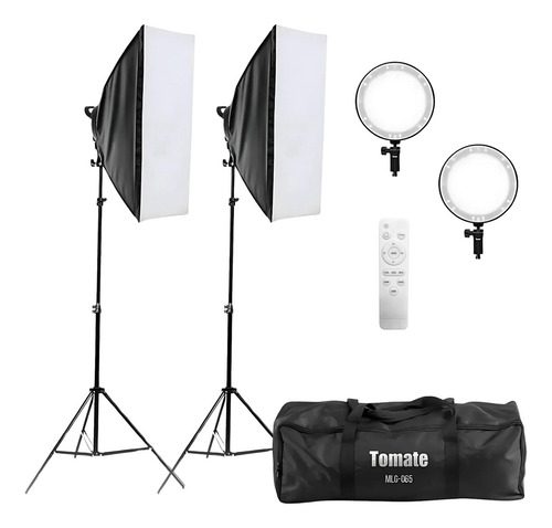 Kit Iluminador Softbox Led 126 Recarregável De Luz Contínua Estrutura Preto Luz Branco-frio 127/220v