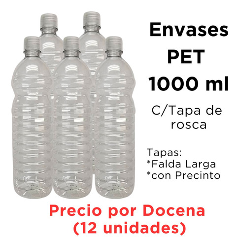 Envase Pet 1 Litro 1000 Ml Plástico   