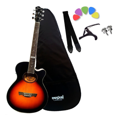 Violao Aço Eletroacustico Dallas Kit C/ Bag Luxo 