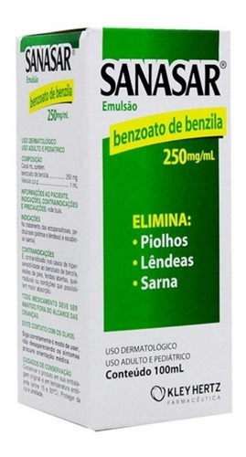 Sanasar Emulsão 100ml Benzoato De Benzila (piolhos, Lêndeas)