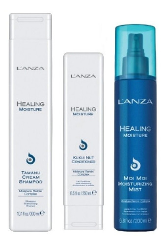 Moisture Lanza Shampoo, Cond + Leave-in Moi Moi Moisturizing